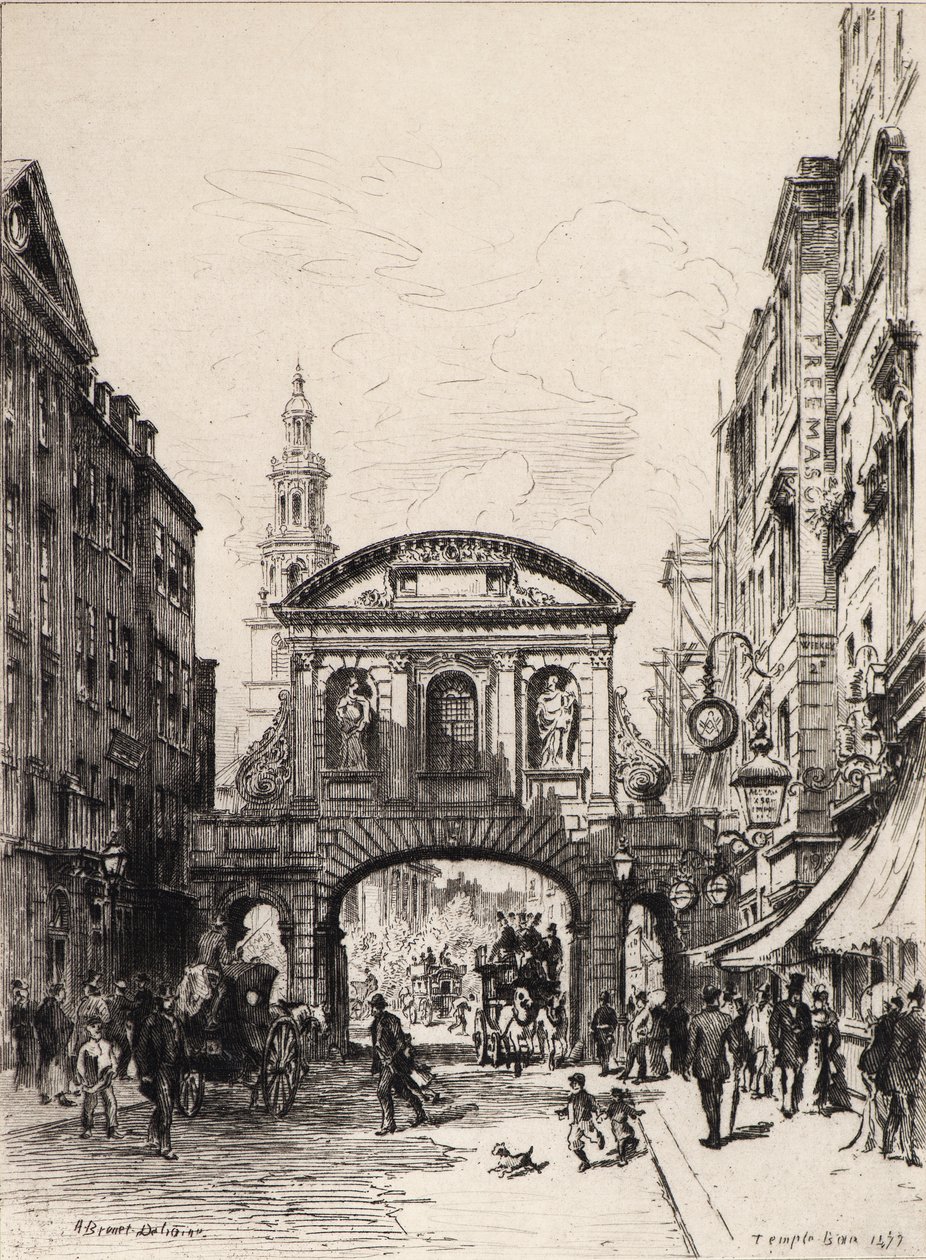 Temple Bar (etsaus) tekijältä Alfred Louis Brunet Debaines