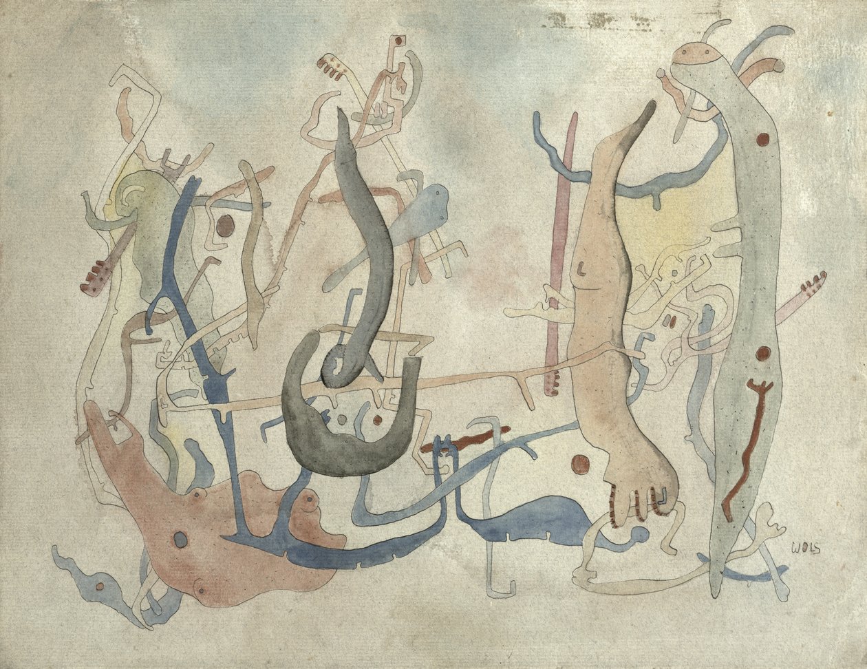 Imaginary Forms, n. 1939/40 (kynä, intialainen muste ja akvarelli paperille) tekijältä Alfred Otto Wolfgang Schulze Wols