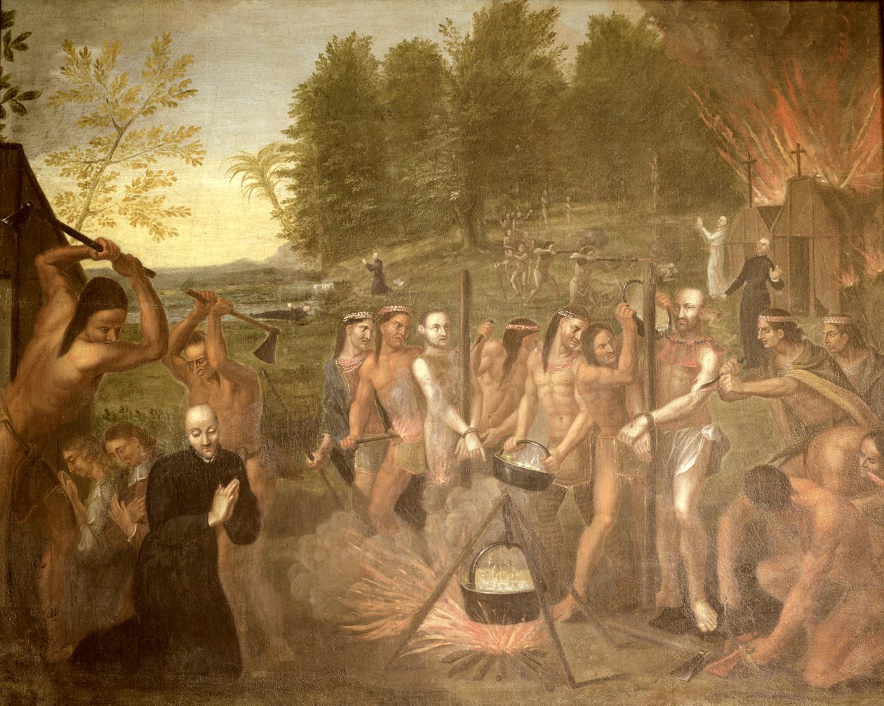 Kolmen jesuiittapapin marttyyrikuolema, 1649 tekijältä Alfred Pommier