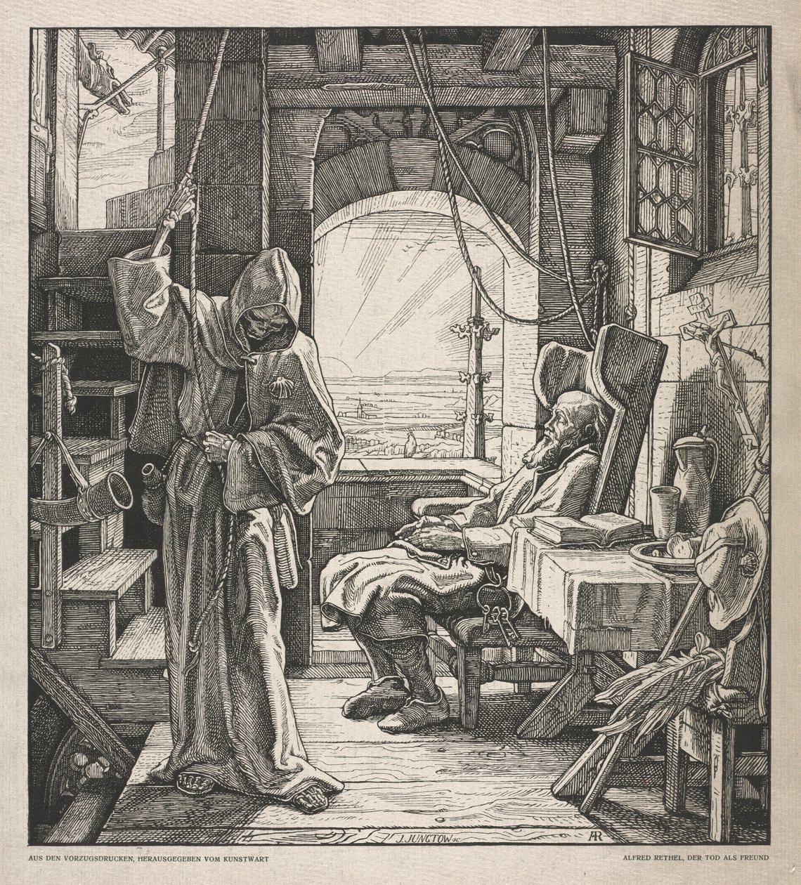Dance of Death: Kuolema ystävänä, 1850. tekijältä Alfred Rethel