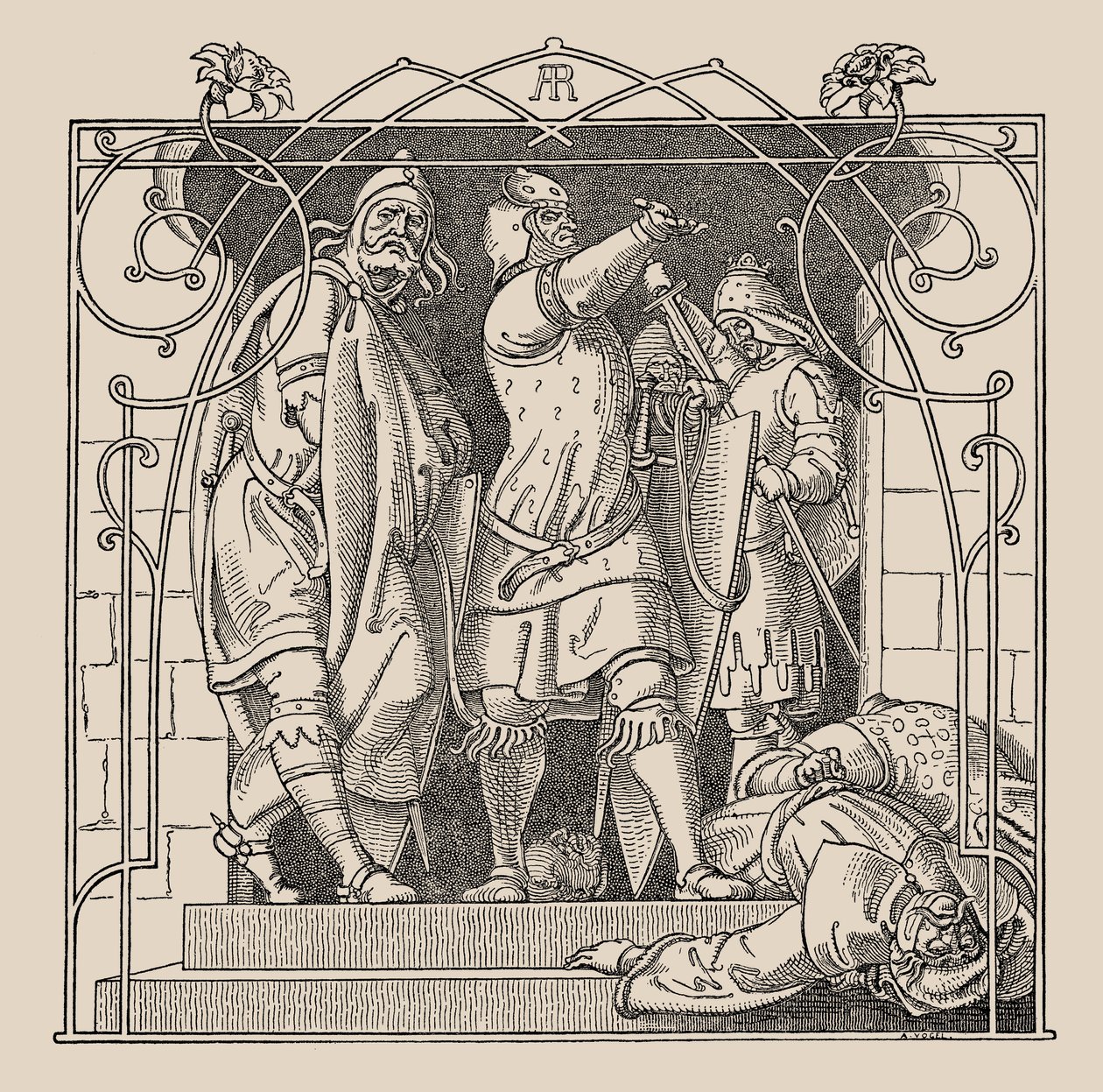 Die Nibelungen. Kuinka he heittivät kuolleet ulos salista, 1840-1841. tekijältä Alfred Rethel