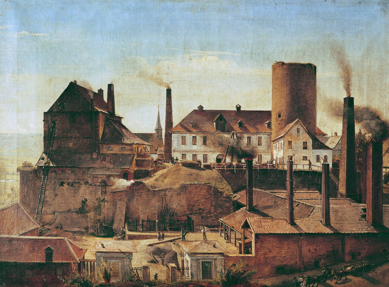 Harkortin tehdas Burg Wetterissä, noin 1834. tekijältä Alfred Rethel