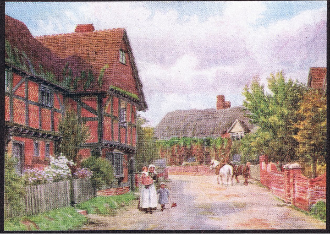 Cottages at East Hagbourne, julkaisusta The Cottages and the Village Life of Rural England, Dent & Sons Limited, 1912. tekijältä Alfred Robert Quinton