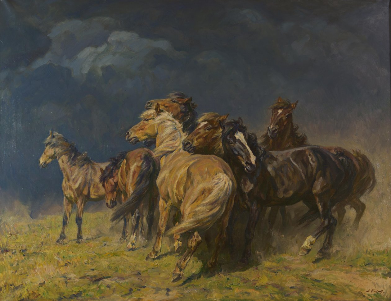 Hevosia myrskytuulessa tekijältä Alfred Roloff