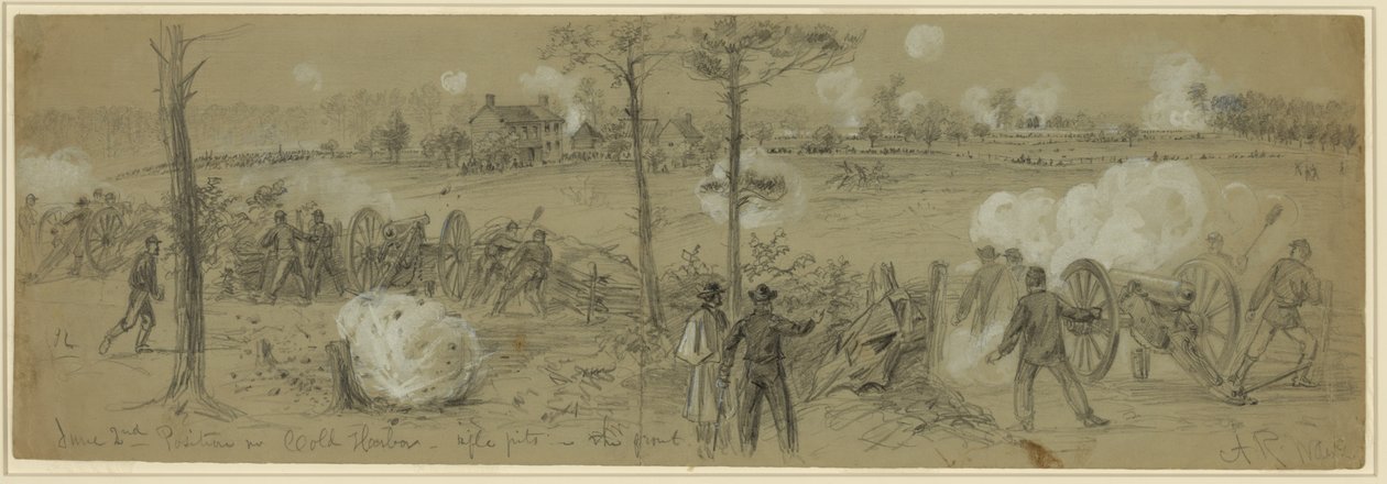 2. kesäkuuta Kanta nro. Cold Harbor -kiväärikaivokset edessä tekijältä Alfred Rudolph Waud