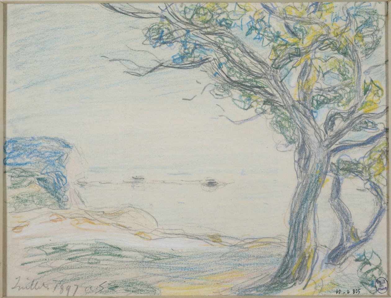 Puita meren rannalla tekijältä Alfred Sisley