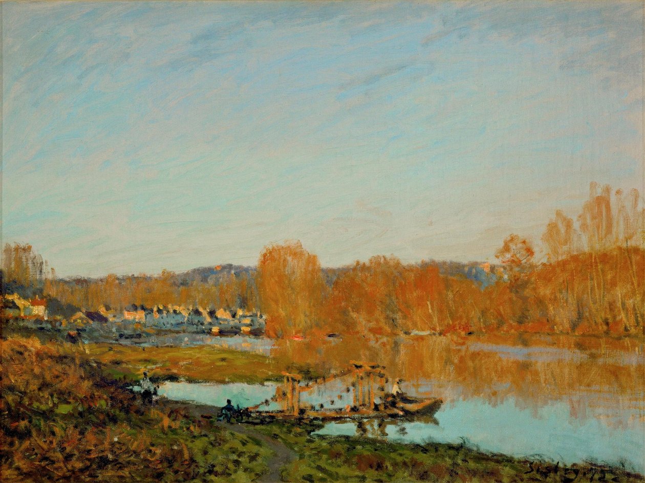 Syksy: Bougivalin lähellä Seinen rannalla tekijältä Alfred Sisley