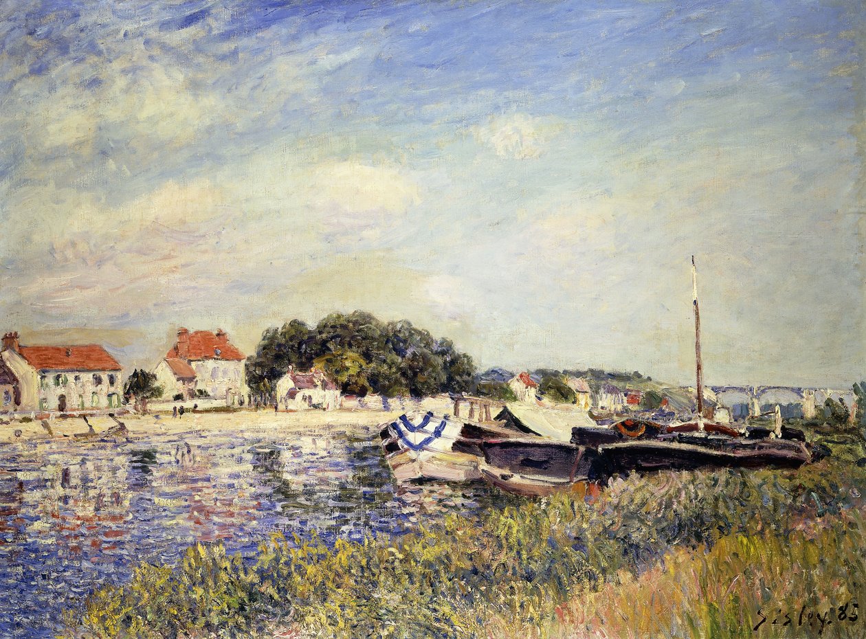 Loingin pankit Saint-Mammesissa; Bords du Loing a Saint-Mammes, 1885 tekijältä Alfred Sisley