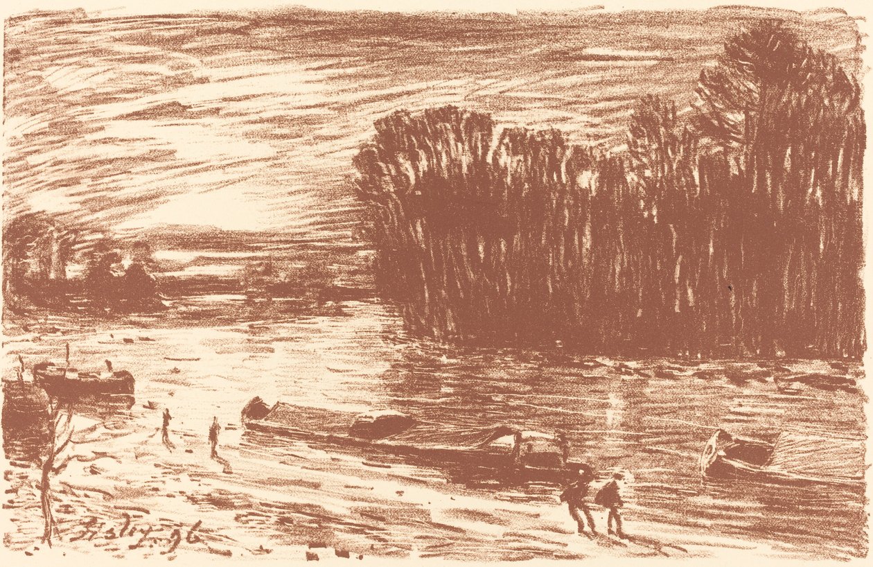 Banks of the Loing lähellä Saint-Mammes Bords du Loing, pres Saint-Mammes, 1896. tekijältä Alfred Sisley