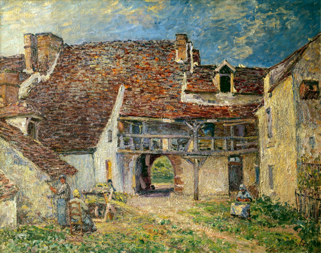 Farm Court in Saint Mammes Alfred Sisleyn maalaus (1839-1899) 1884 su. 0,73x0,93 m Pariisi, musee d