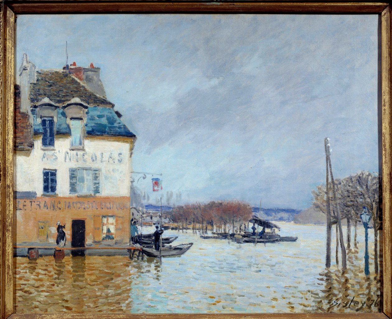 Flood, Port Marly (Port-Marly) Alfred Sisleyn (1839-1899) maalaus 1876 su. 0,5x0,61 m Rouen, musee des Beaux Arts tekijältä Alfred Sisley