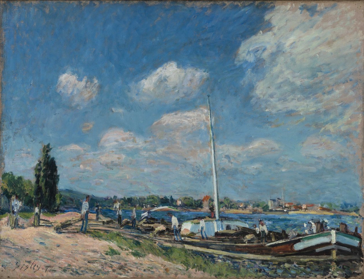 Ranska: Proomujen purkaminen Billancourtissa tekijältä Alfred Sisley