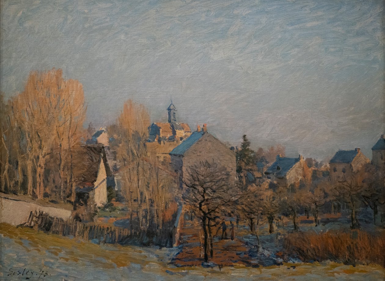 Frosty Morning in Louveciennes, 1873 (Öljy kankaalle) tekijältä Alfred Sisley