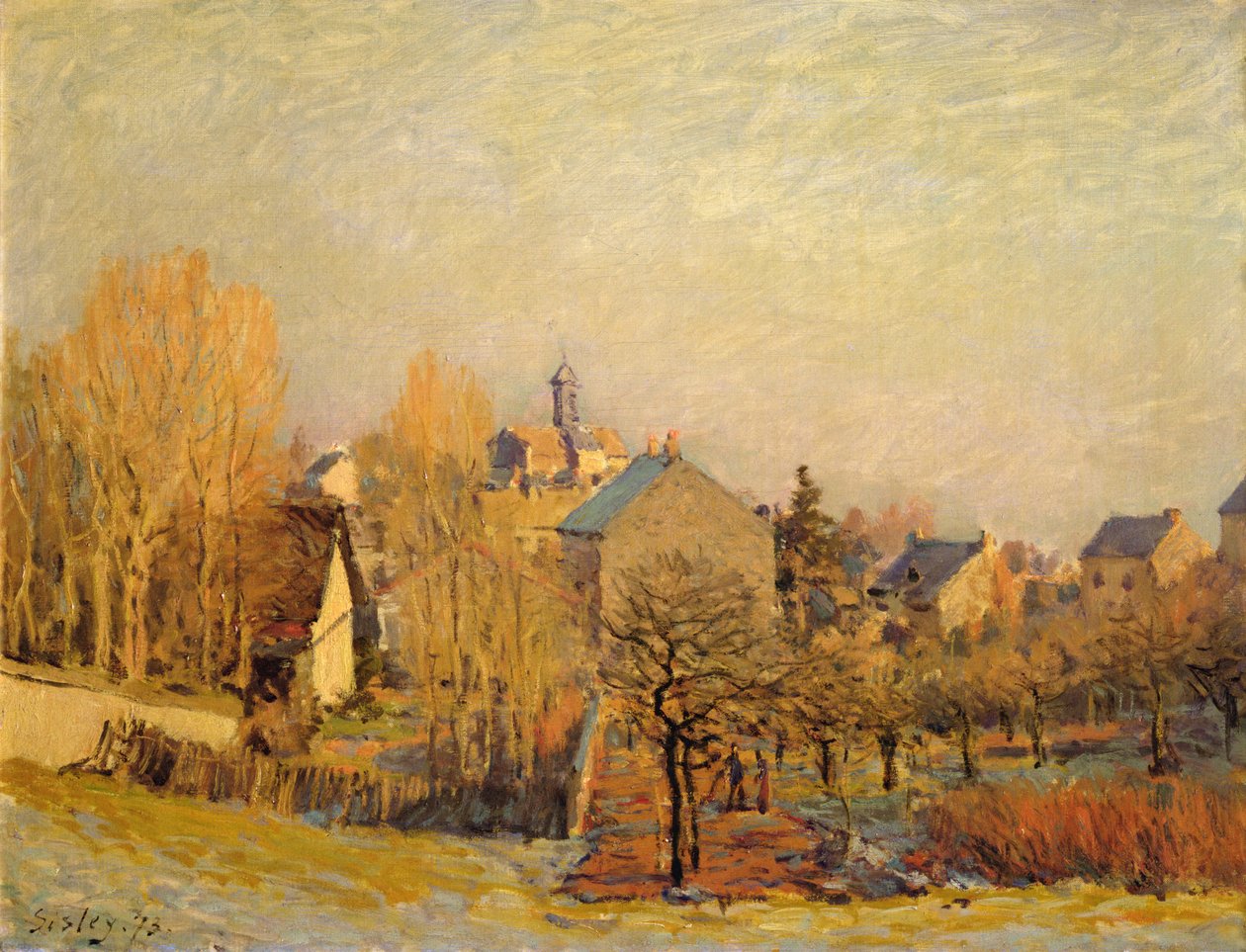 Pakkas aamu Louveciennesissä tekijältä Alfred Sisley