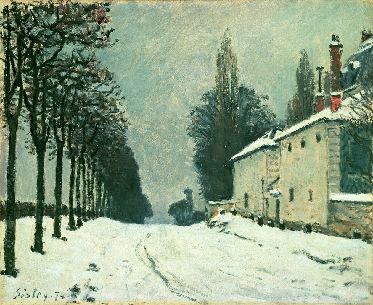 Route de Louveciennes, talvi, 1874 tekijältä Alfred Sisley