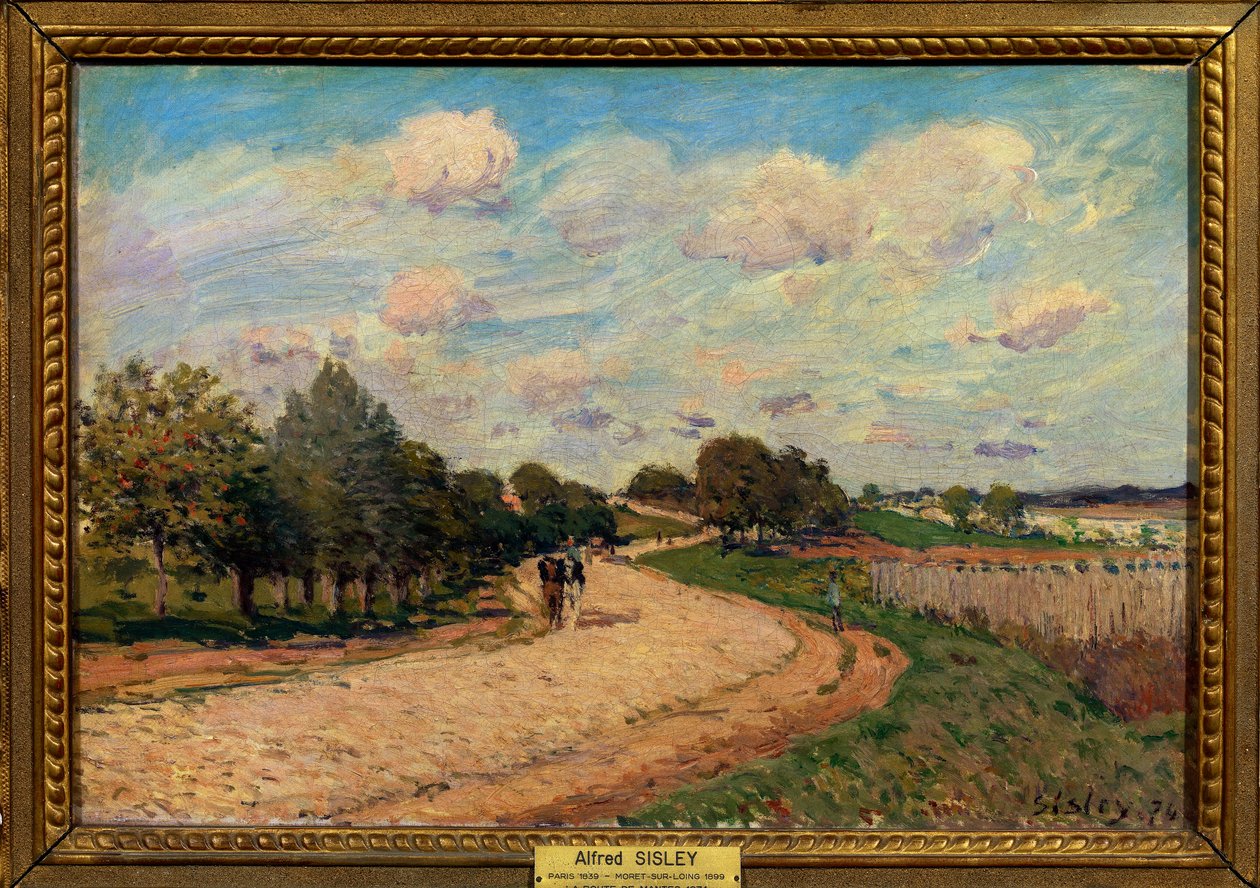 Tie Mantesiin Alfred Sisleyn (1839-1899) maalaus 1874 Koko 0,38 x 0,55 m Pariisin Louvre-museo Pakollinen maininta: Lahjoitus Helene ja Victor Lyon tekijältä Alfred Sisley