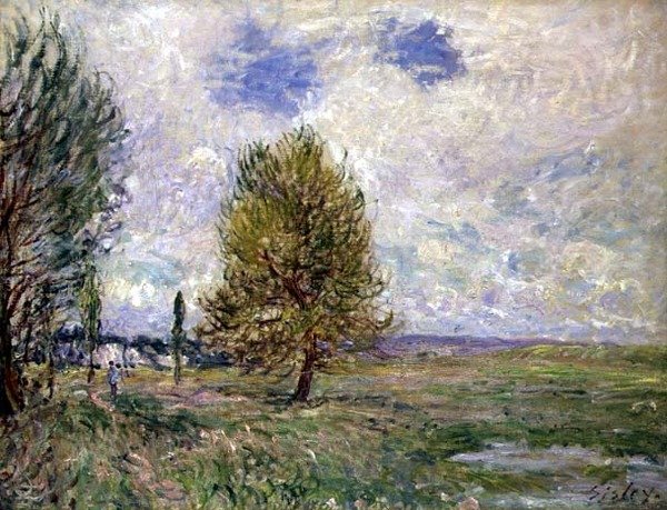 Plain at Veneux (öljy kankaalle) tekijältä Alfred Sisley