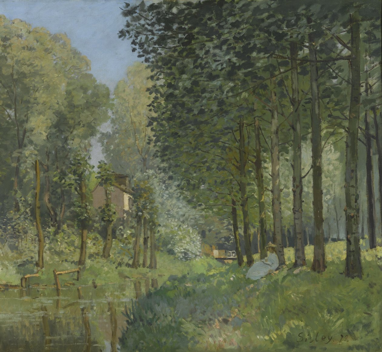 Lepää virran varrella. Edge of the Wood, noin 1878 tekijältä Alfred Sisley