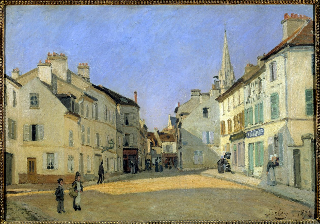 Rue de la Chaussée Argenteuilissa tai Paikka Argenteuilissa Alfred Sisleyn (1839-1899) maalaus. 1872. Koko 0,46x0,66 m. Pariisi, Musee d
