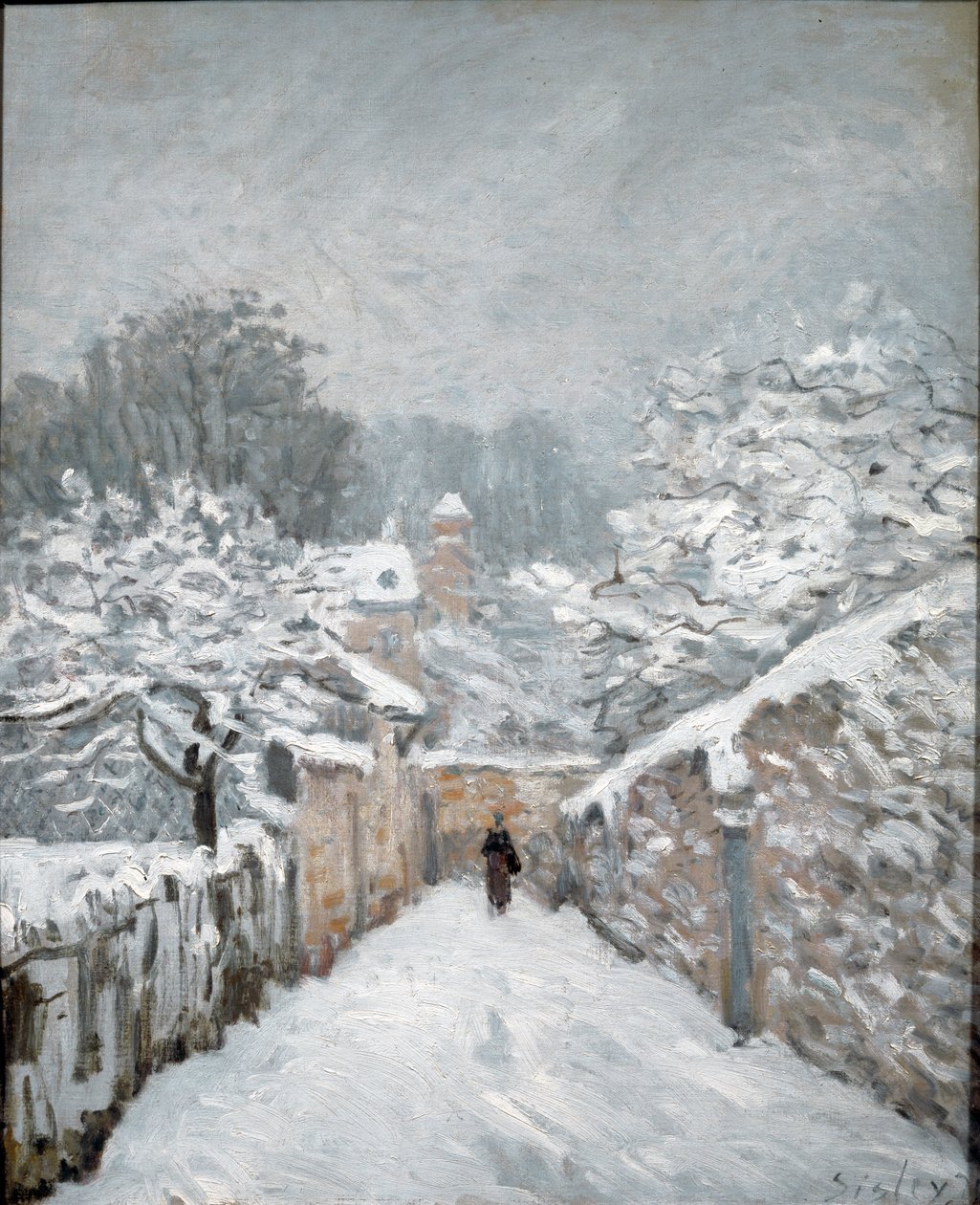 Lunta Louveciennesissä. Öljy kankaalle tekijältä Alfred Sisley