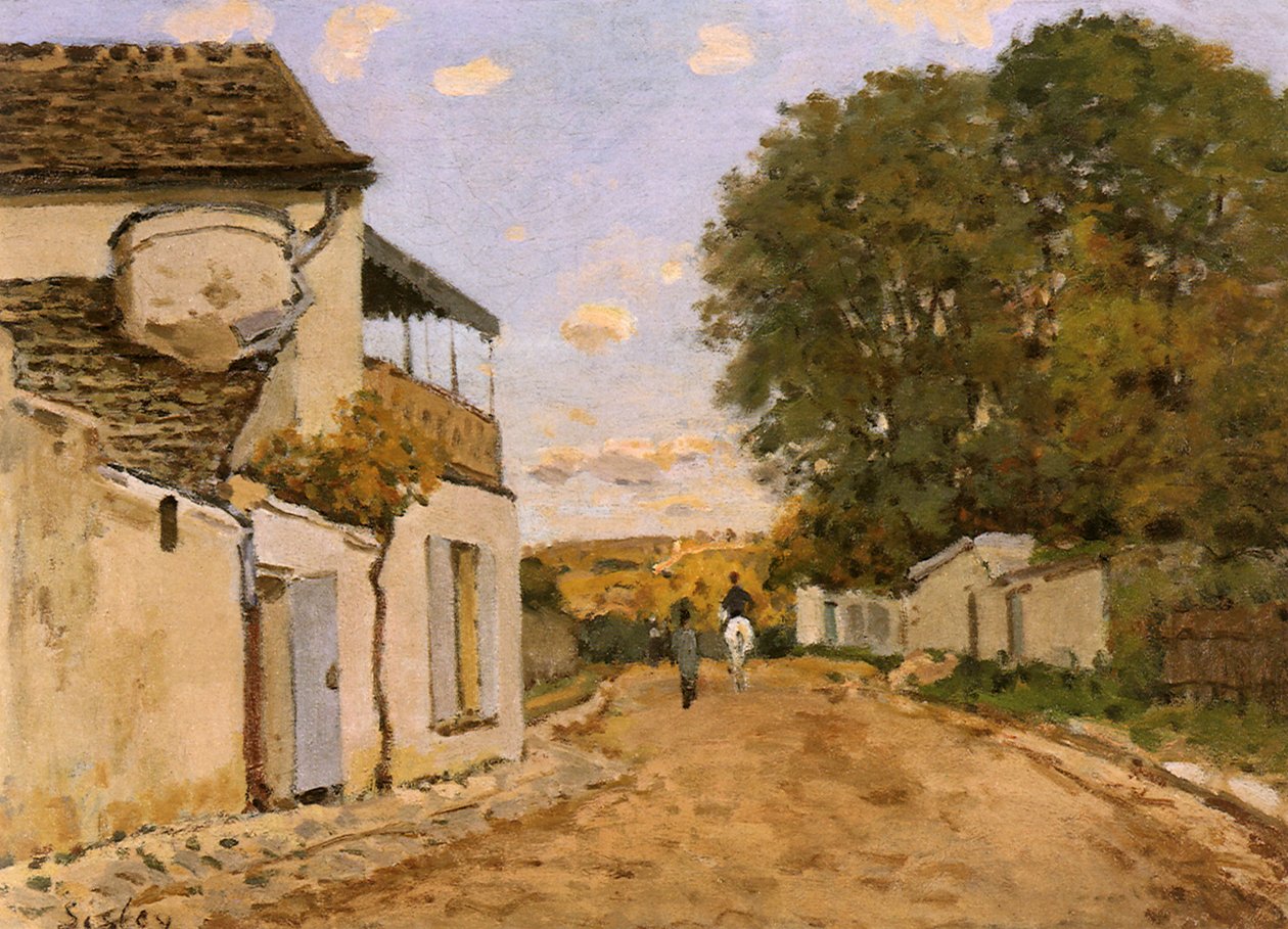 Katu Louveciennesissä (Rue de la Princesse), n. 1873 (öljy kankaalle) tekijältä Alfred Sisley