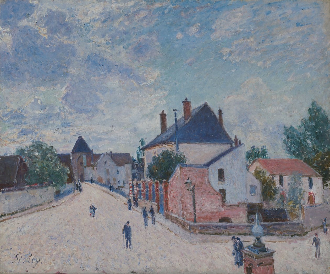 Street in Moret, n. 1890 (öljy kankaalle) tekijältä Alfred Sisley