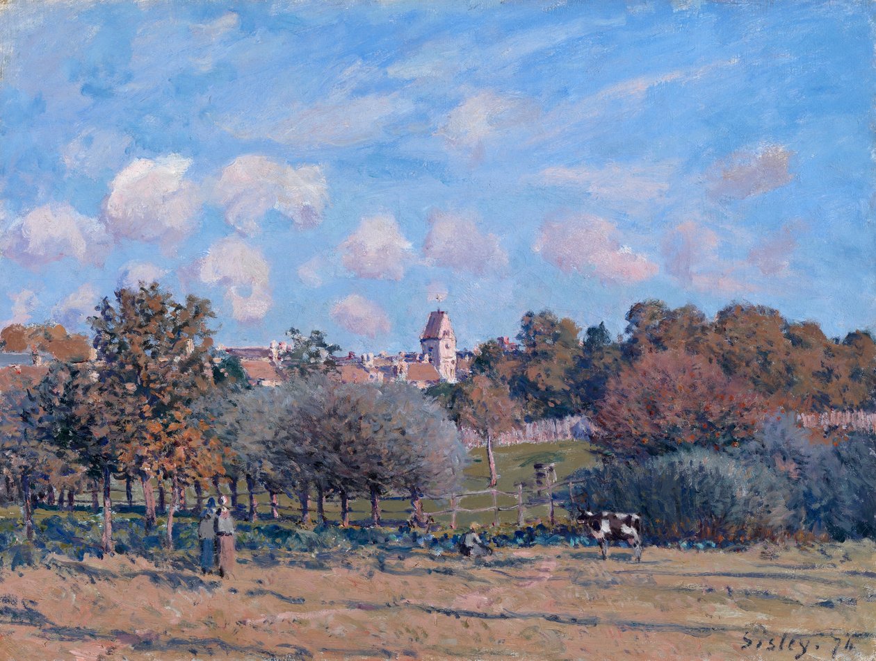 Kellotorni Noisy-le-Roissa, syksy tekijältä Alfred Sisley
