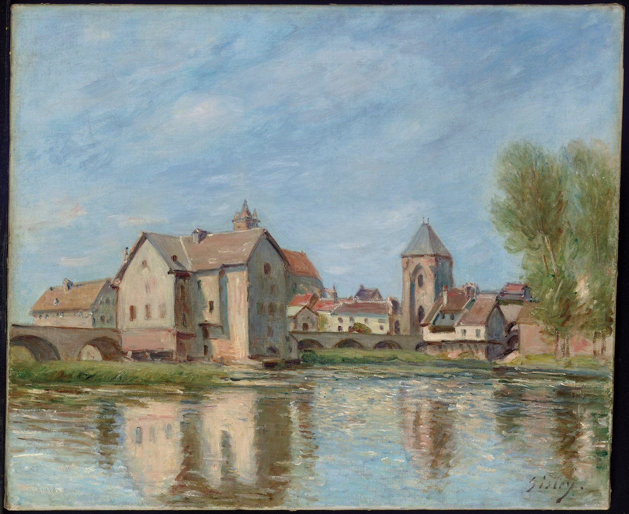 Moret sur Loingin silta ja myllyt, 1892 tekijältä Alfred Sisley