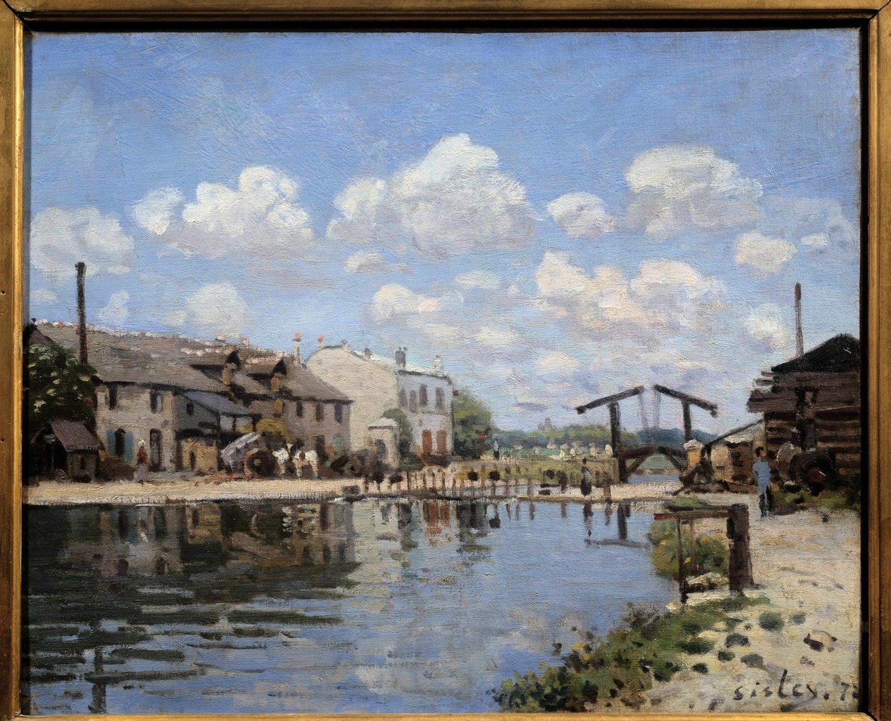 Canal Saint Martin Pariisissa vuonna 1872 Näkymä lukosta. Alfred Sisleyn (1839-1899) maalaus 1872 Dim. 0,38 x 0,46 m Pariisi, musee d