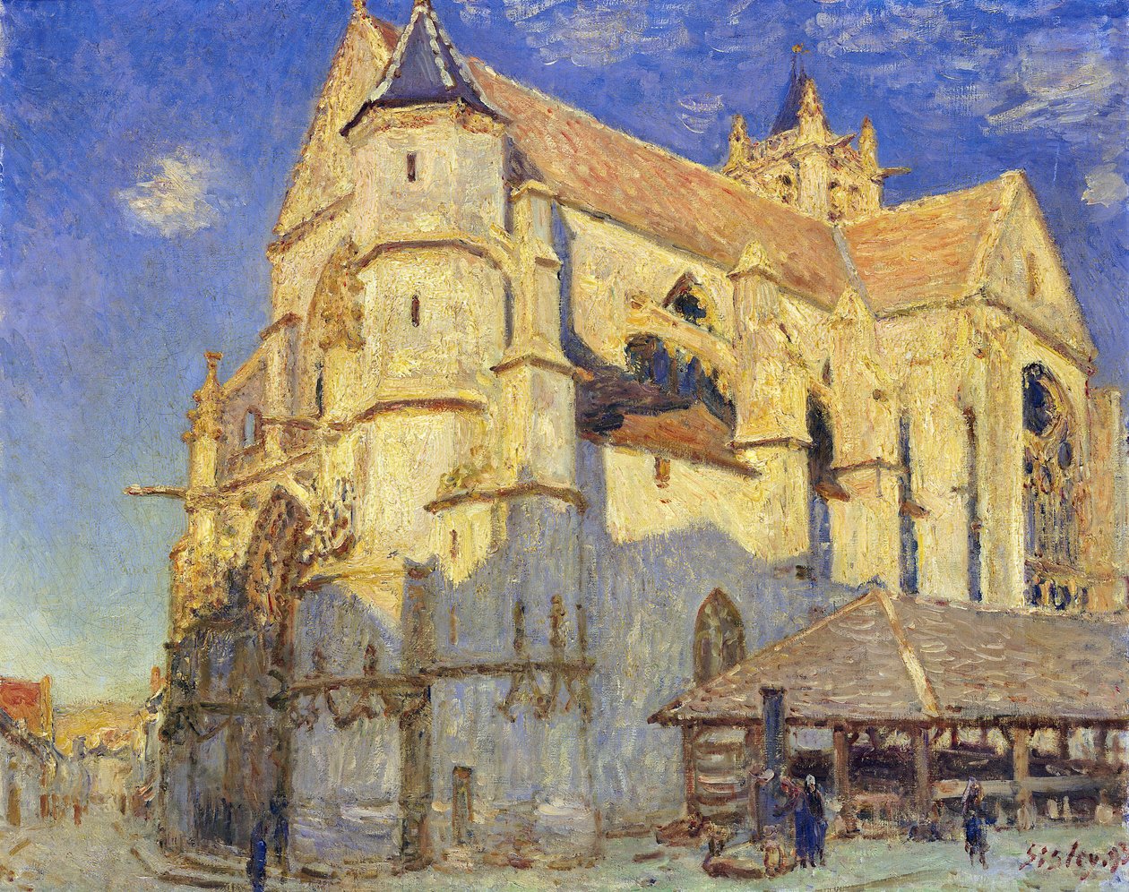 Moretin kirkko, pakkassää, 1893 tekijältä Alfred Sisley