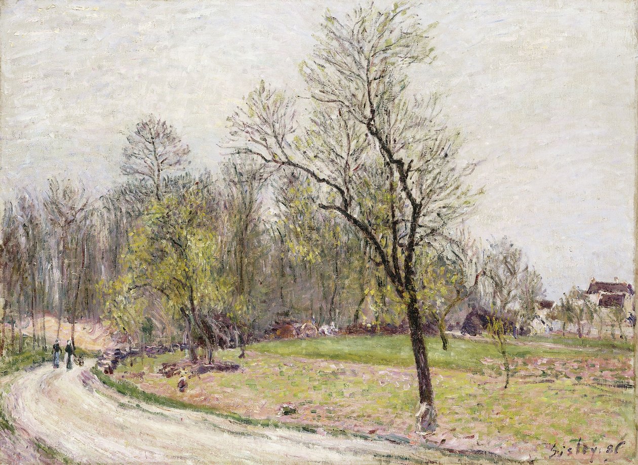 Metsän reuna keväällä, illalla; Metsän reuna keväällä, illalla, 1886 tekijältä Alfred Sisley
