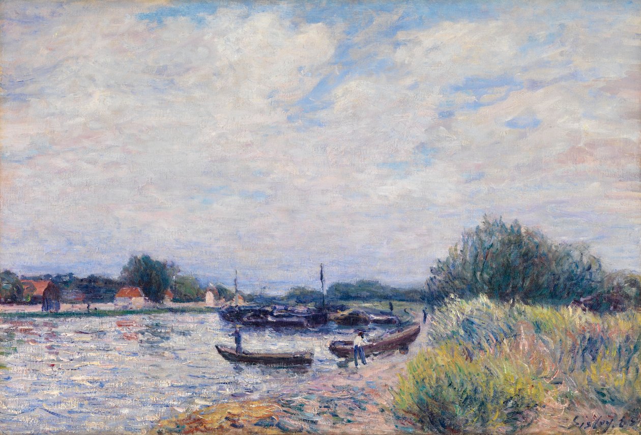The Loing at Saint-Mammes, n. 1859-1899 (öljy kankaalle) tekijältä Alfred Sisley