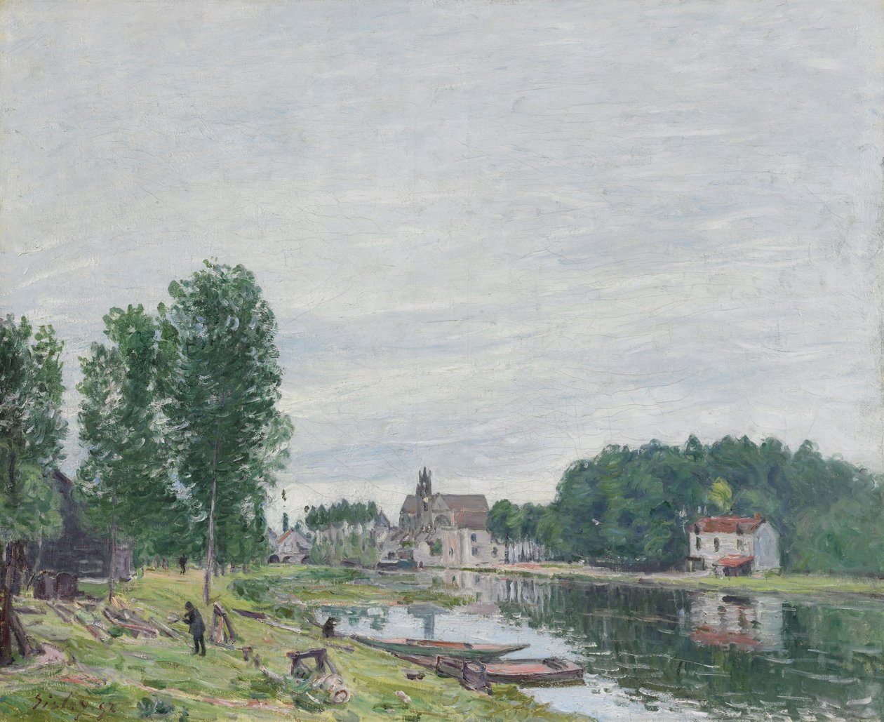 Matratin veneveistämö, Moret-Sur-Loing, sateinen sää, 1892. tekijältä Alfred Sisley