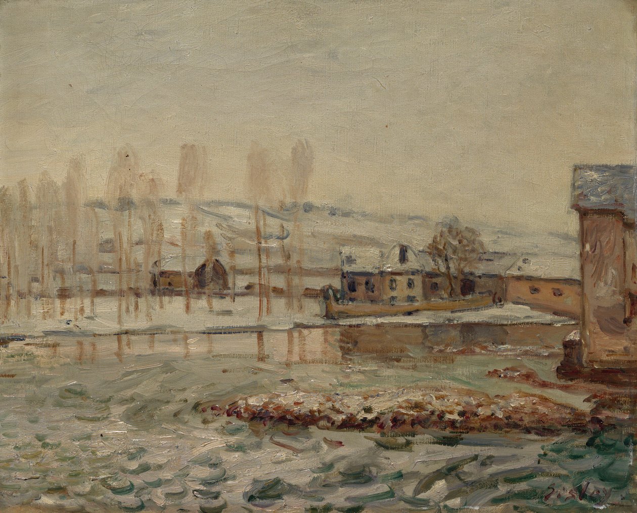 The Mills at Moret, 1890 tekijältä Alfred Sisley
