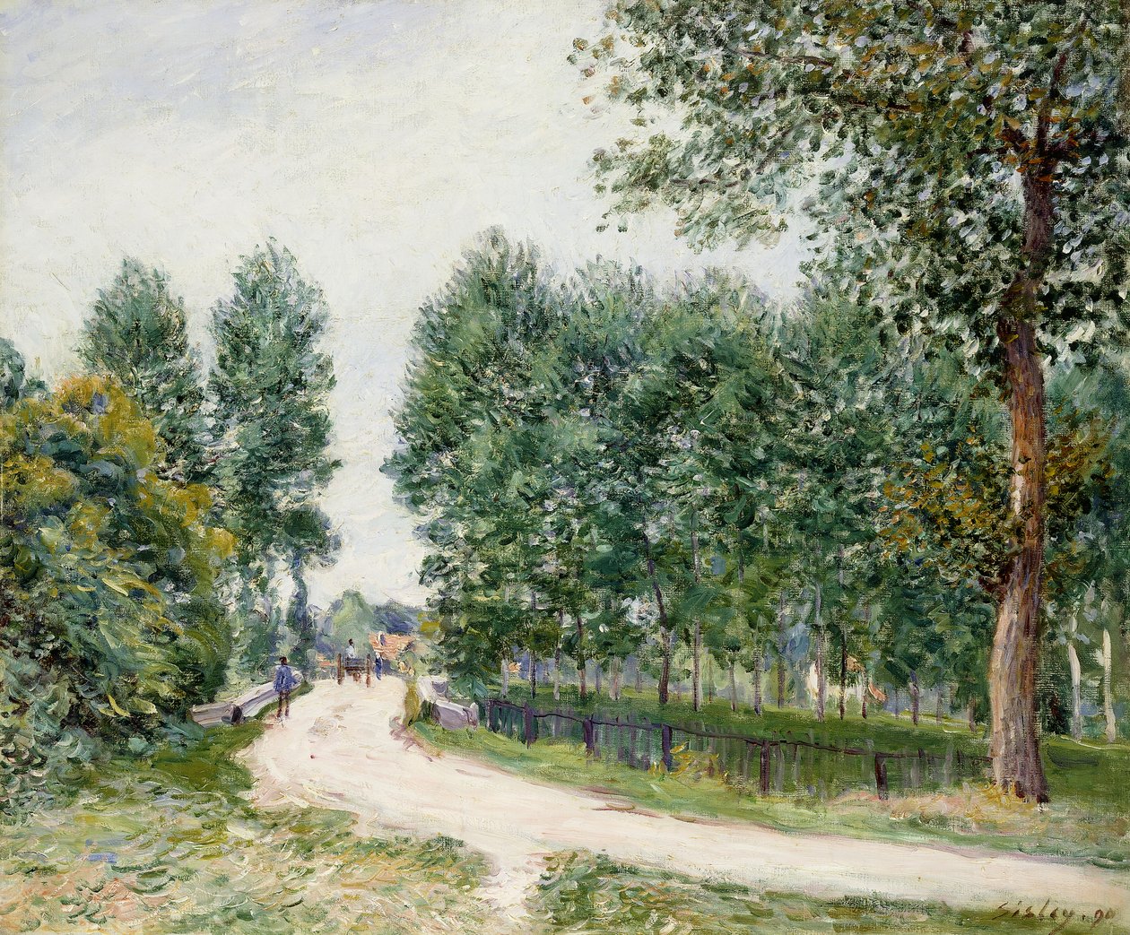 Saint-Mammesin polku, aamu; Saint-Mammesin tie, Aamu, 1890 tekijältä Alfred Sisley