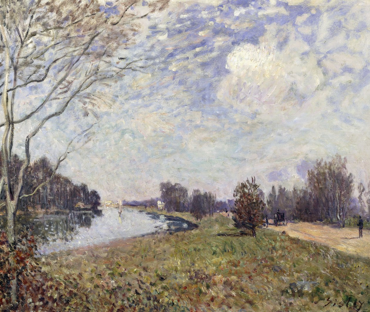 Thames Hampton Courtissa, East Moleseyssa; La Tamise Hampton Courtissa, East Molesyssa, 1874 tekijältä Alfred Sisley