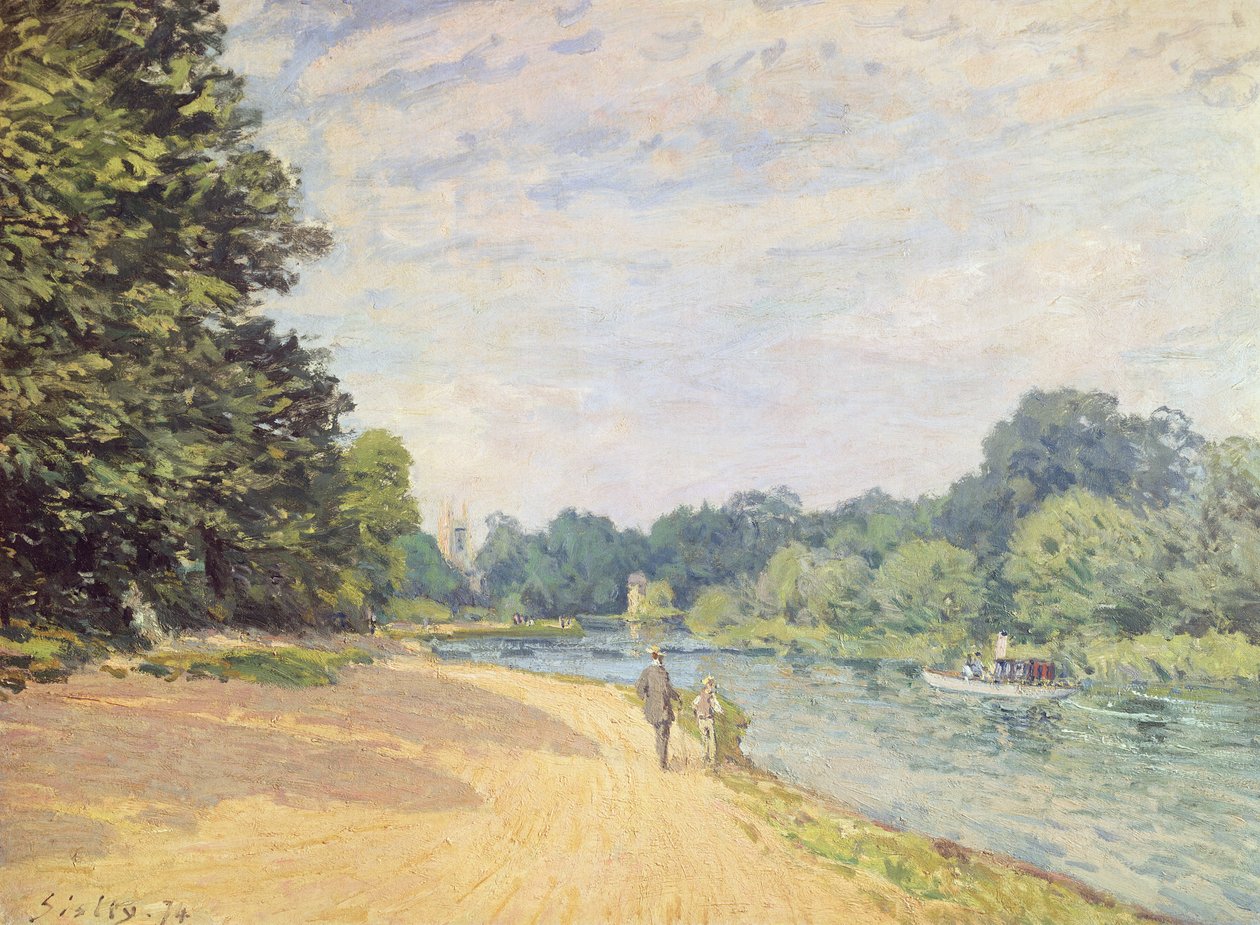Thames Hamptonin kirkon kanssa, 1874 tekijältä Alfred Sisley