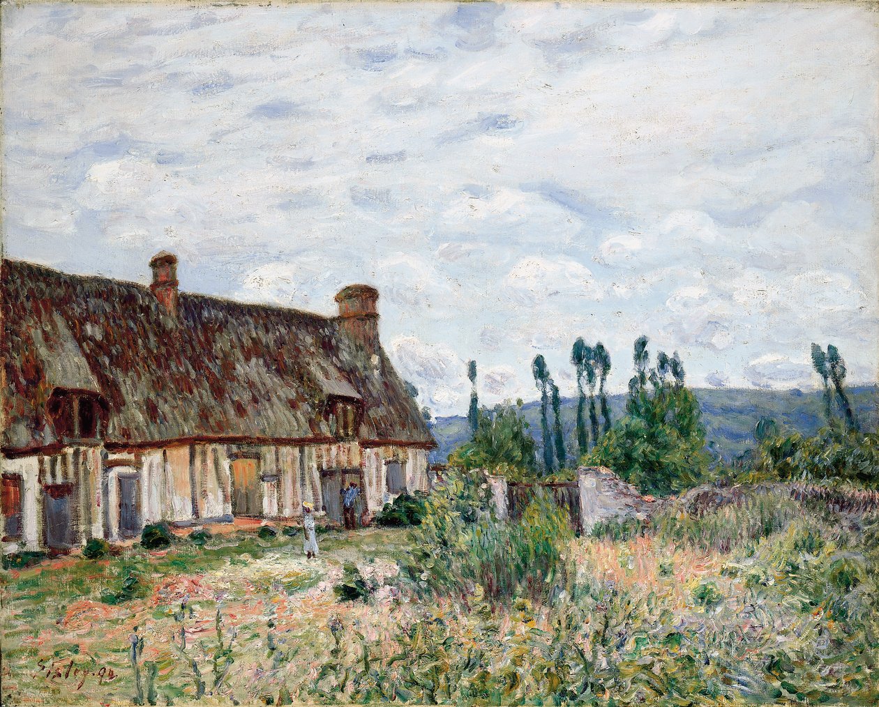 Hylätty olkikattoinen mökki, 1894 tekijältä Alfred Sisley