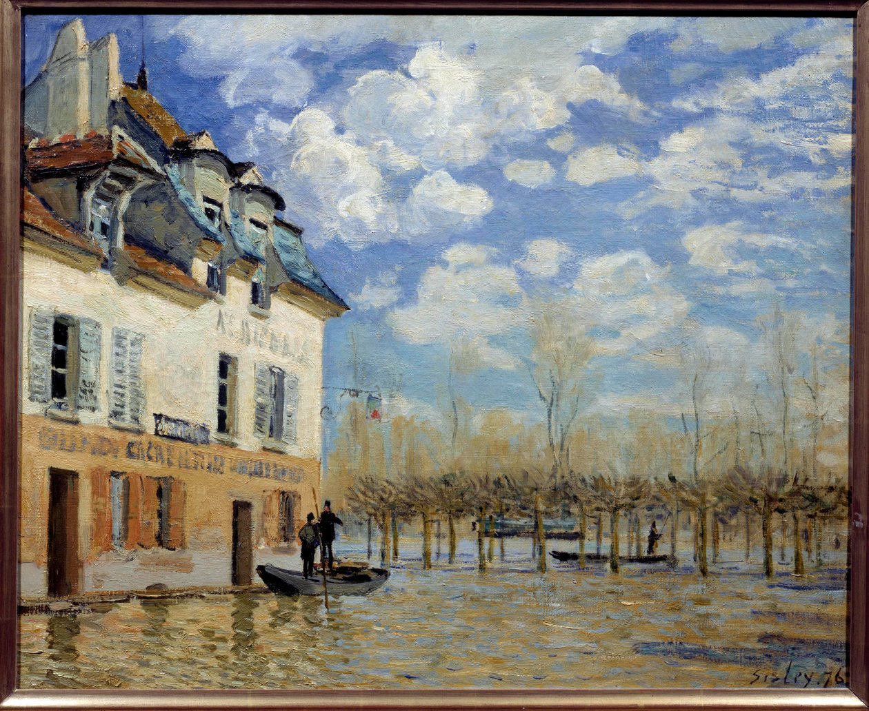 Vene tulvan aikana, Port Marly (Port-Marly) Alfred Sisleyn (1839-1899) maalaus 1876 su. 0,5x0,61 m Pariisi, musee d