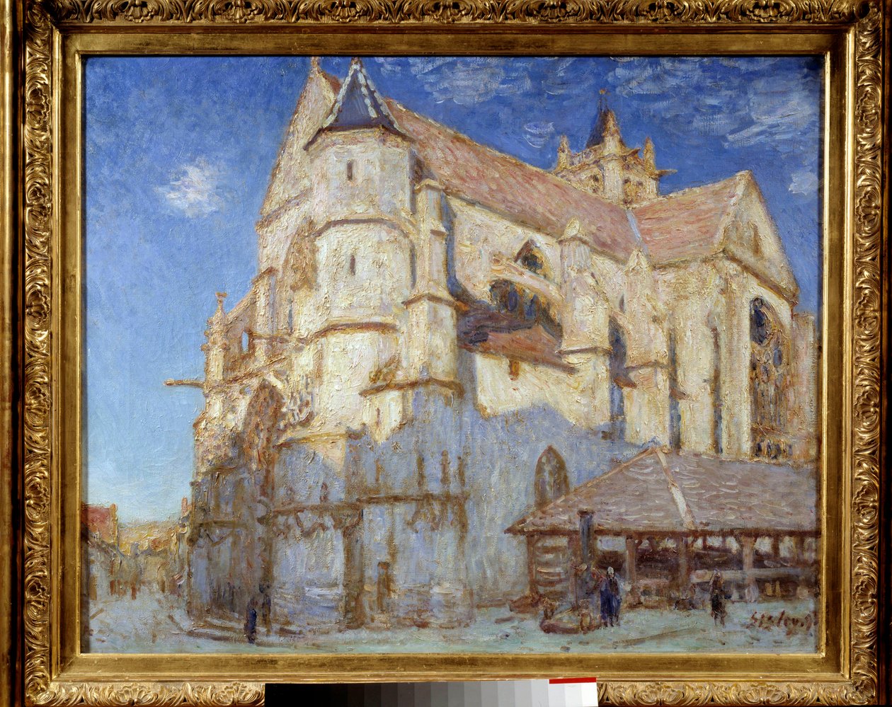 Moretin kirkko (Moret-sur-Loing tai Moret sur Loing). Alfred Sisleyn (1839 - 1899) maalaus tekijältä Alfred Sisley