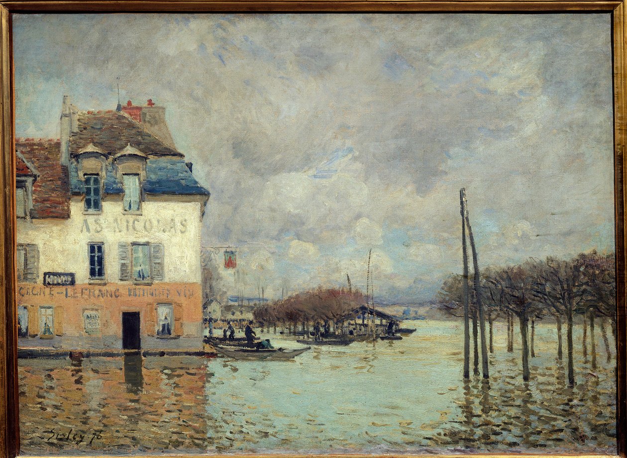 Tulva Port Marlyssa (Port-Marly) Alfred Sisleyn (1839-1899) maalaus 1876 Dim. 0,60 x 0,81 m Pariisi, musee d