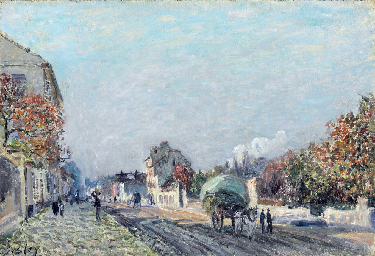 Katu Marlyssa - Alfred Sisleyn (1839-1899) maalaus, öljy kankaalle, 38,1 x 55,9 cm tekijältä Alfred Sisley