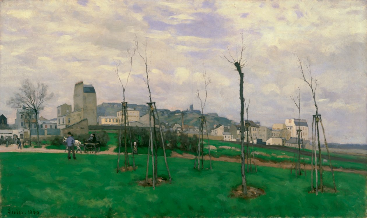 Näkymä Montmartrelle kukkien kaupungista, 1869 tekijältä Alfred Sisley
