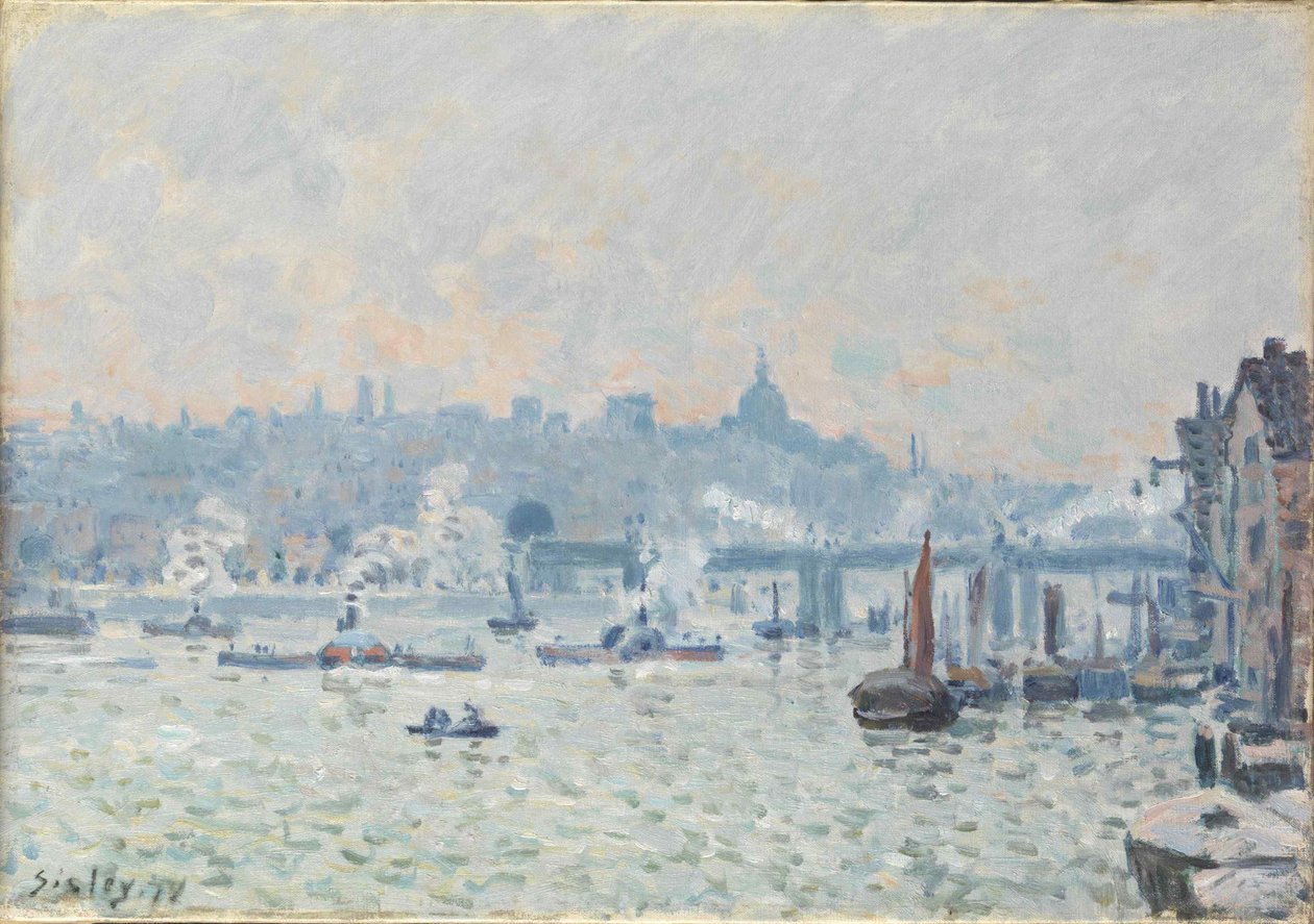 Näkymä Thamesille: Charing Crossin silta, 1874 tekijältä Alfred Sisley