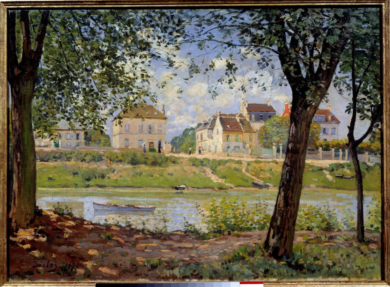 Villeneuve La Garenne tai kylä Seinen rannalla. Alfred Sisleyn (1839-1899) maalaus tekijältä Alfred Sisley