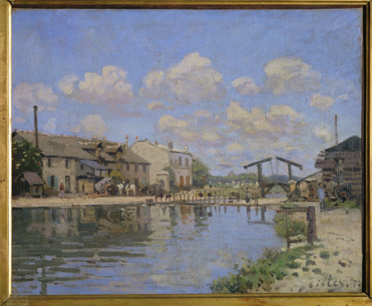 Näkymä Canal St. Martinille, Pariisi ... (öljy kankaalle) tekijältä Alfred Sisley
