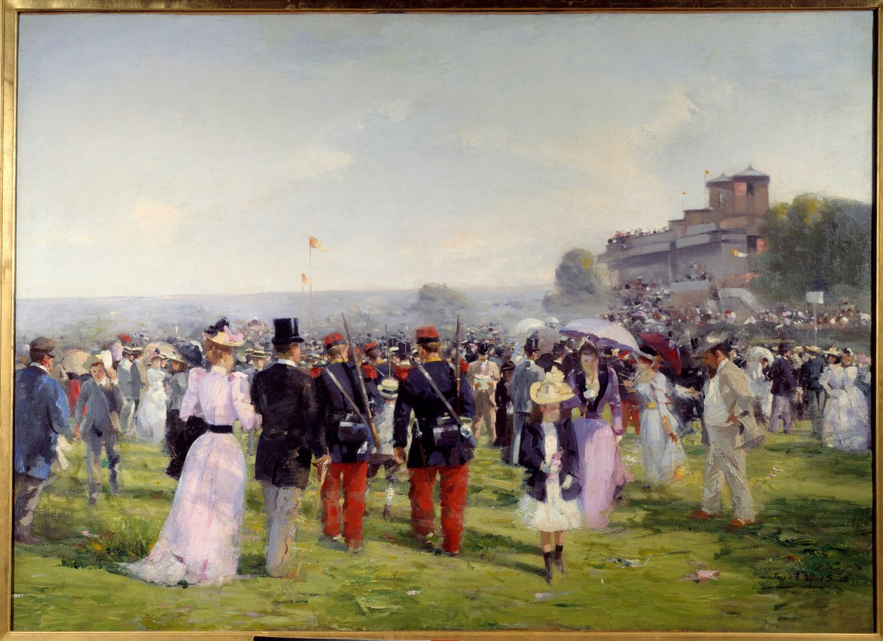 Kilpailujen päättyminen Alfred Smithin (1853-1936) Auteuil Paintingissa 1893 su. 1,09x1,5 m Pariisi, Musee Carnavalet Huomio! Tämän teoksen käyttö saattaa edellyttää kolmannen osapuolen lupapyyntöä tai lisämaksuja tekijältä Alfred Smith