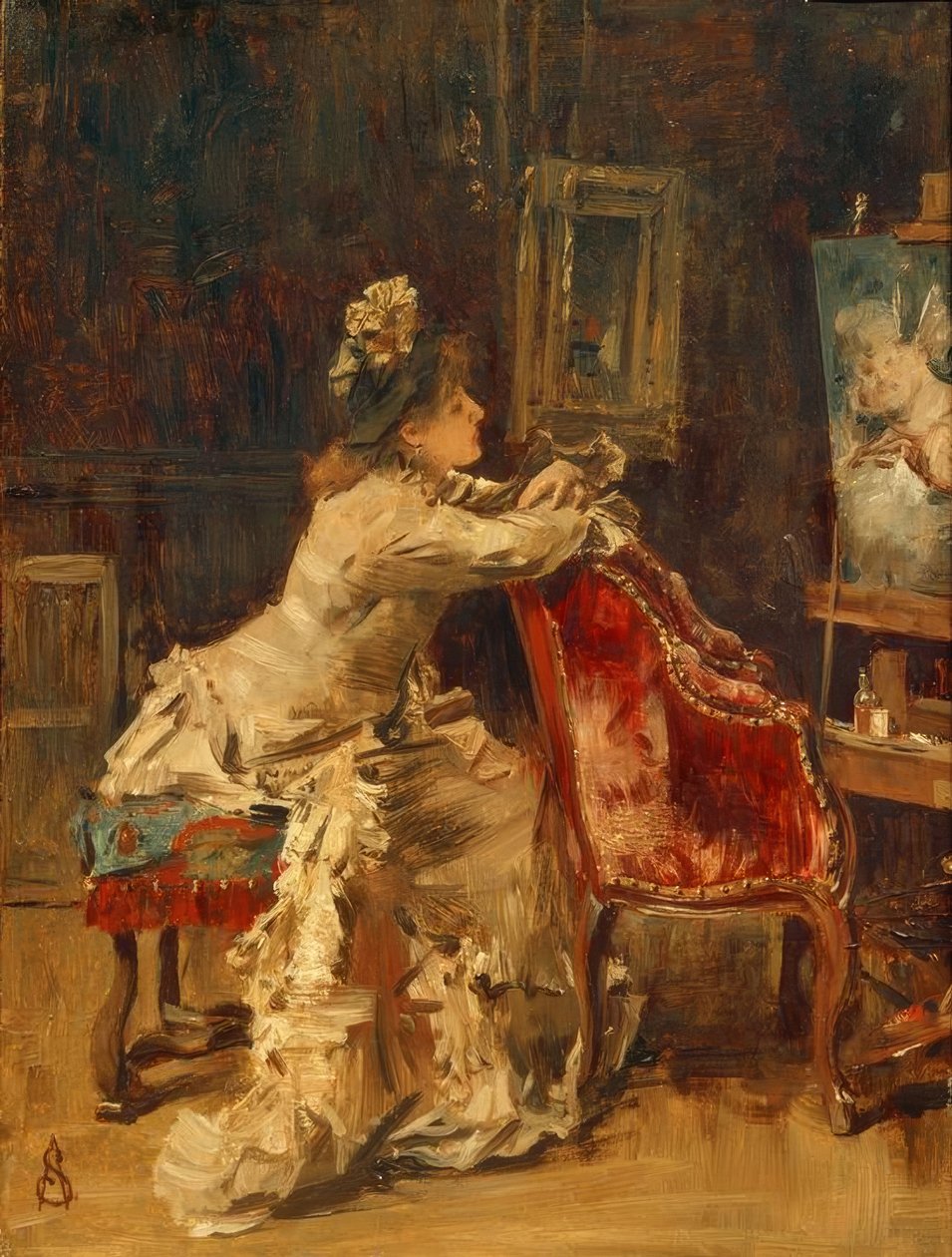 A.Stevens, Warten od. Das Atelier tekijältä Alfred Emile Stevens