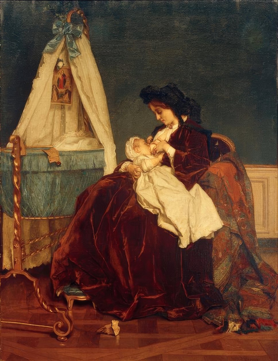 Alfred Stevens, taiteilijan vaimo ja poika Léopld tekijältä Alfred Emile Stevens