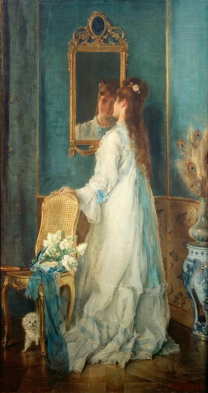 Alfred Stevens, Mädchen vor dem Spiegel tekijältä Alfred Emile Stevens